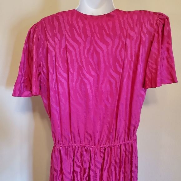 80's Vintage Pavilion Silk Fit & Flare Dress - Picture 7 of 12